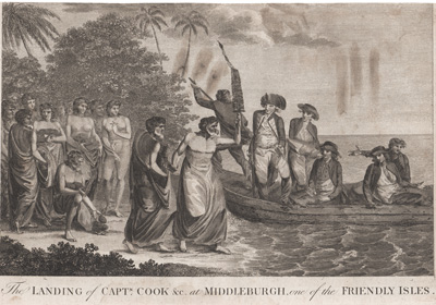 The Landing of Capt Cook &c at Middleburgh, one of the Friendly Isles
